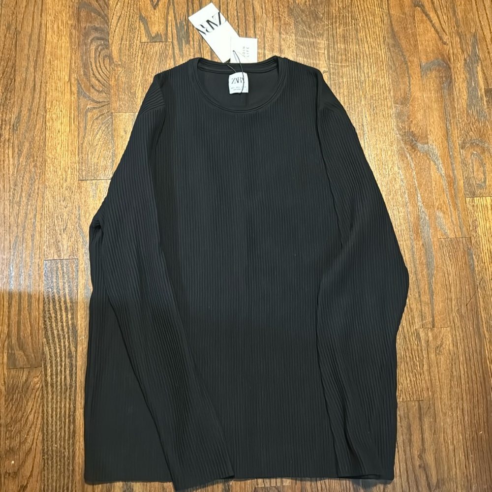 Mens Zara ribbed long sleeve T size Large